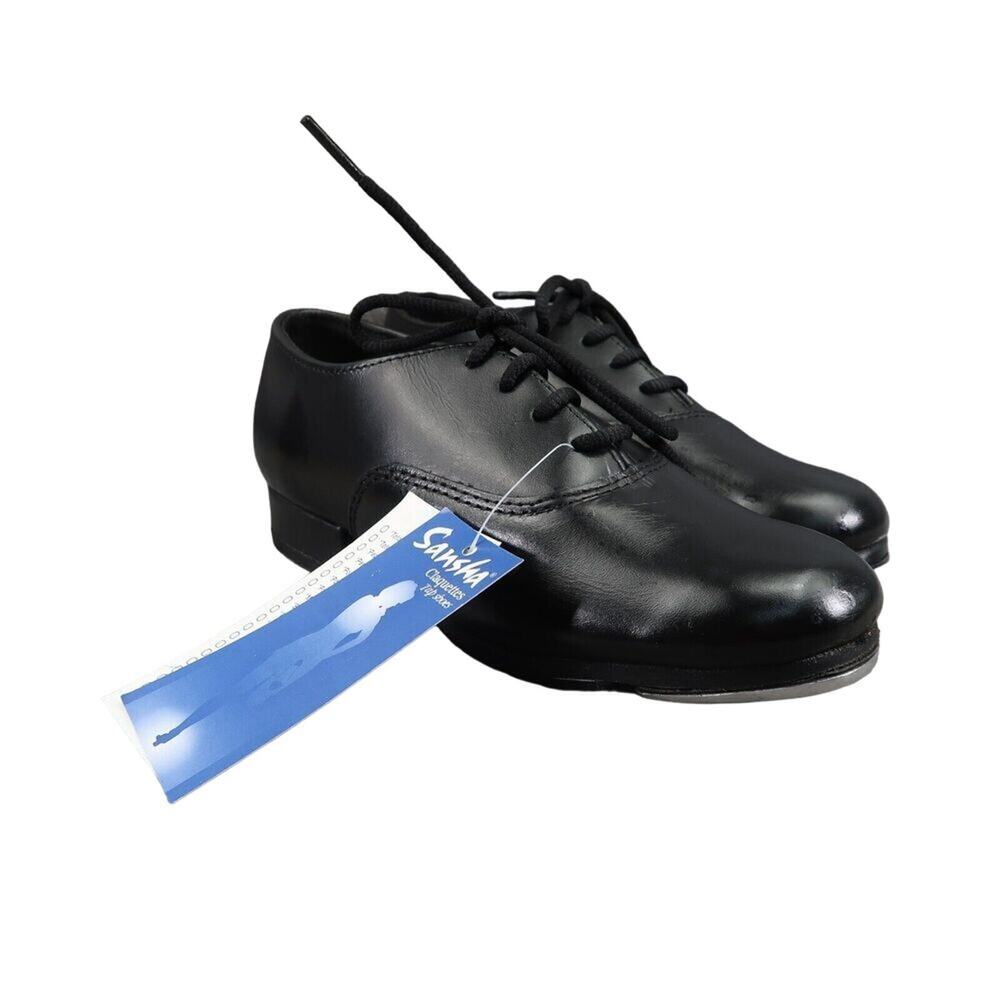 Sansha Shoe Kid 12.5 Tap Dance Claquettes Tee Oscar Black Leather Lace Up Oxford
